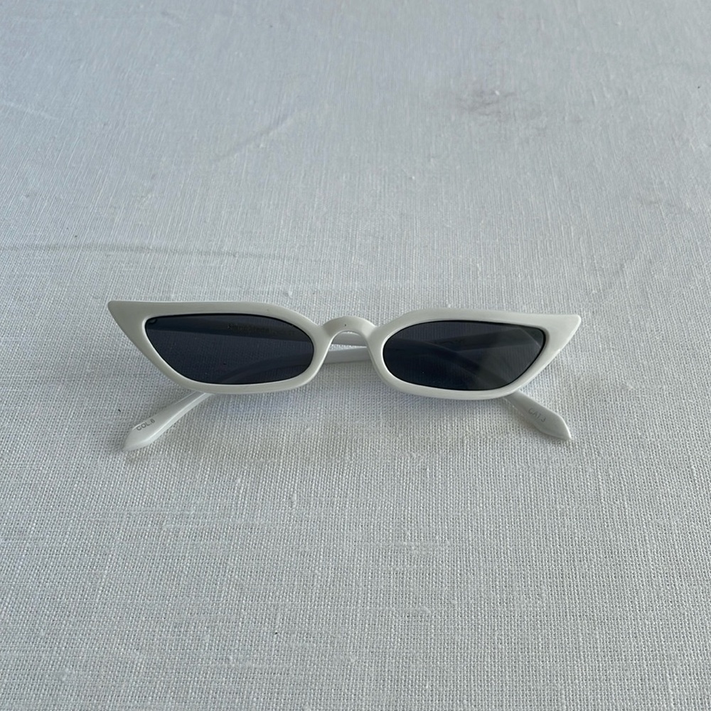 Slim Cat Eye White Sunglasses
